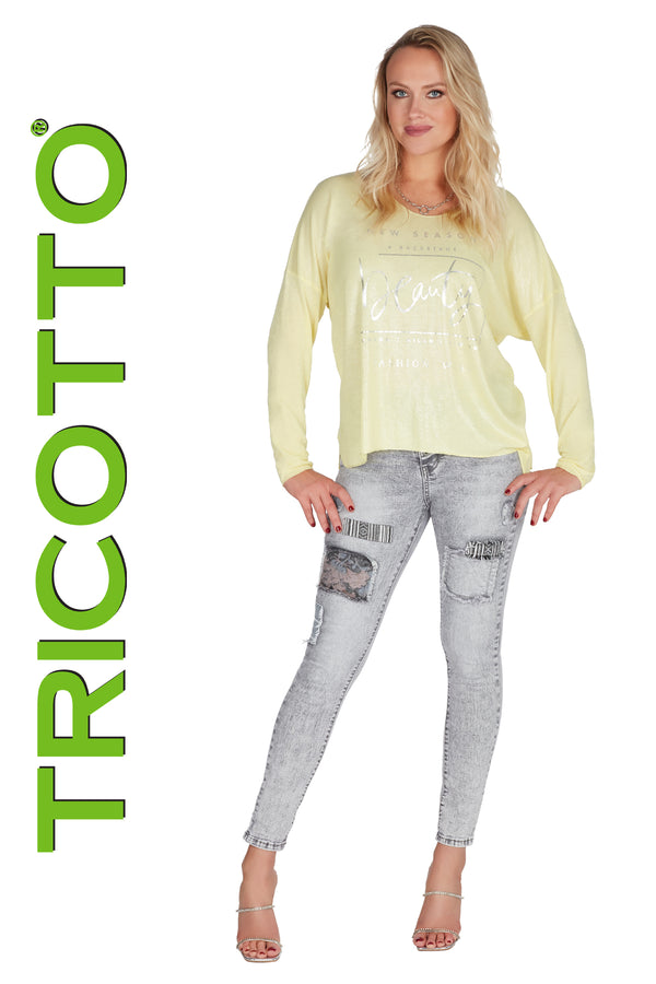 Tricotto Grey Jeans-Buy Tricotto Jeans Online-Tricotto Clothing Montreal-Women's Jeans Online Canada