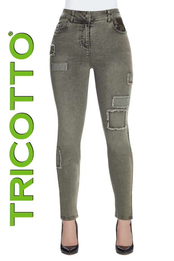 Tricotto Grey Jeans-Buy Tricotto Jeans Online-Tricotto Clothing Montreal-Women's Jeans Online Canada